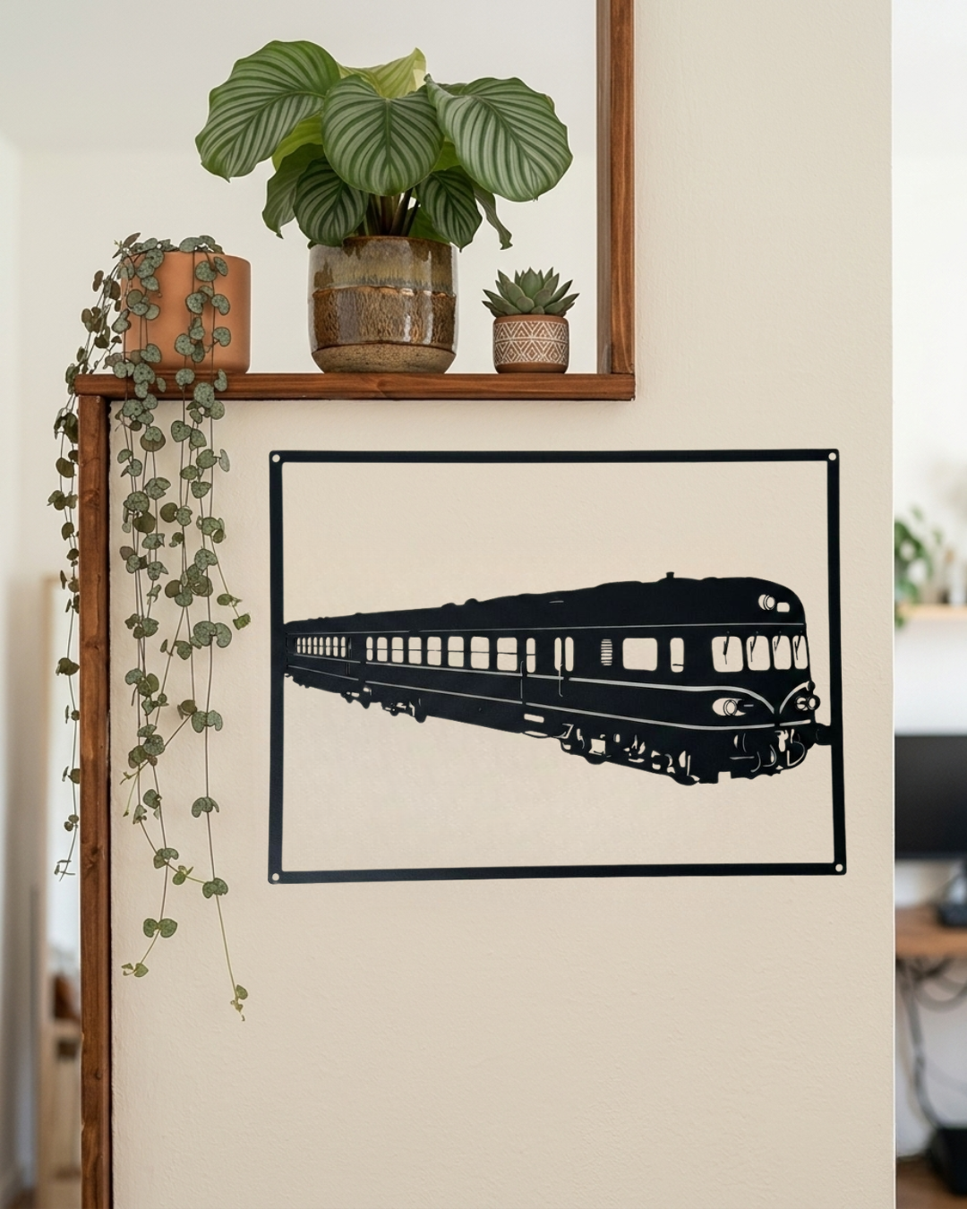 "Blauer Blitz" Metall-Wandbild (40 cm) Schwarz